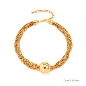 Adjustable Chunky Bead Choker Necklace for Women, Bohemian Statement Jewelry